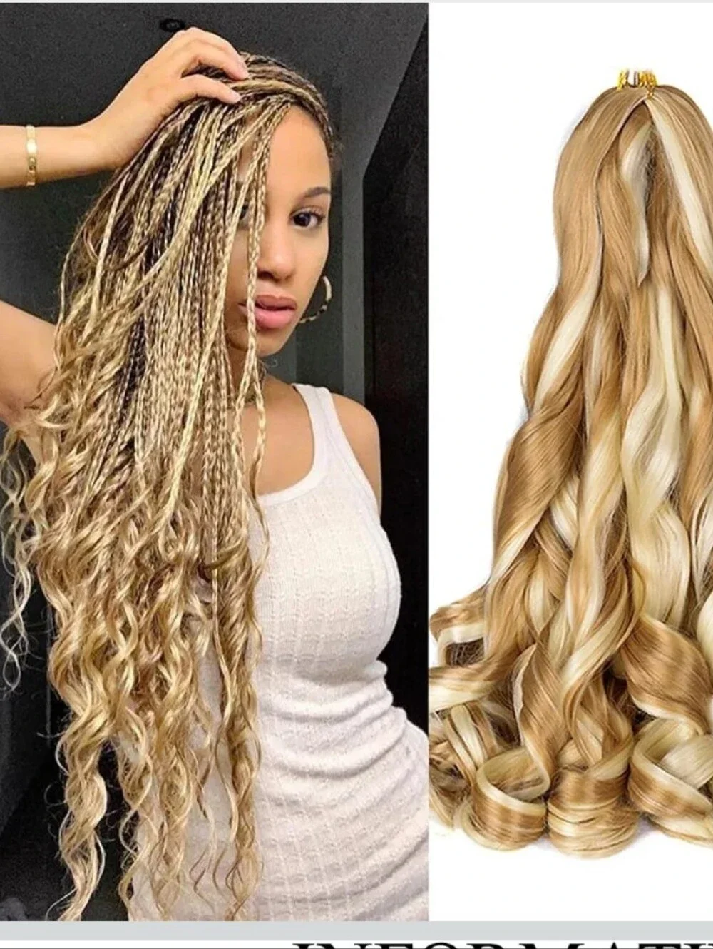 NWT Curly Braiding Hair,P27/613 Spanish Bouncy Crochet Hair 24 Inch 8Pack